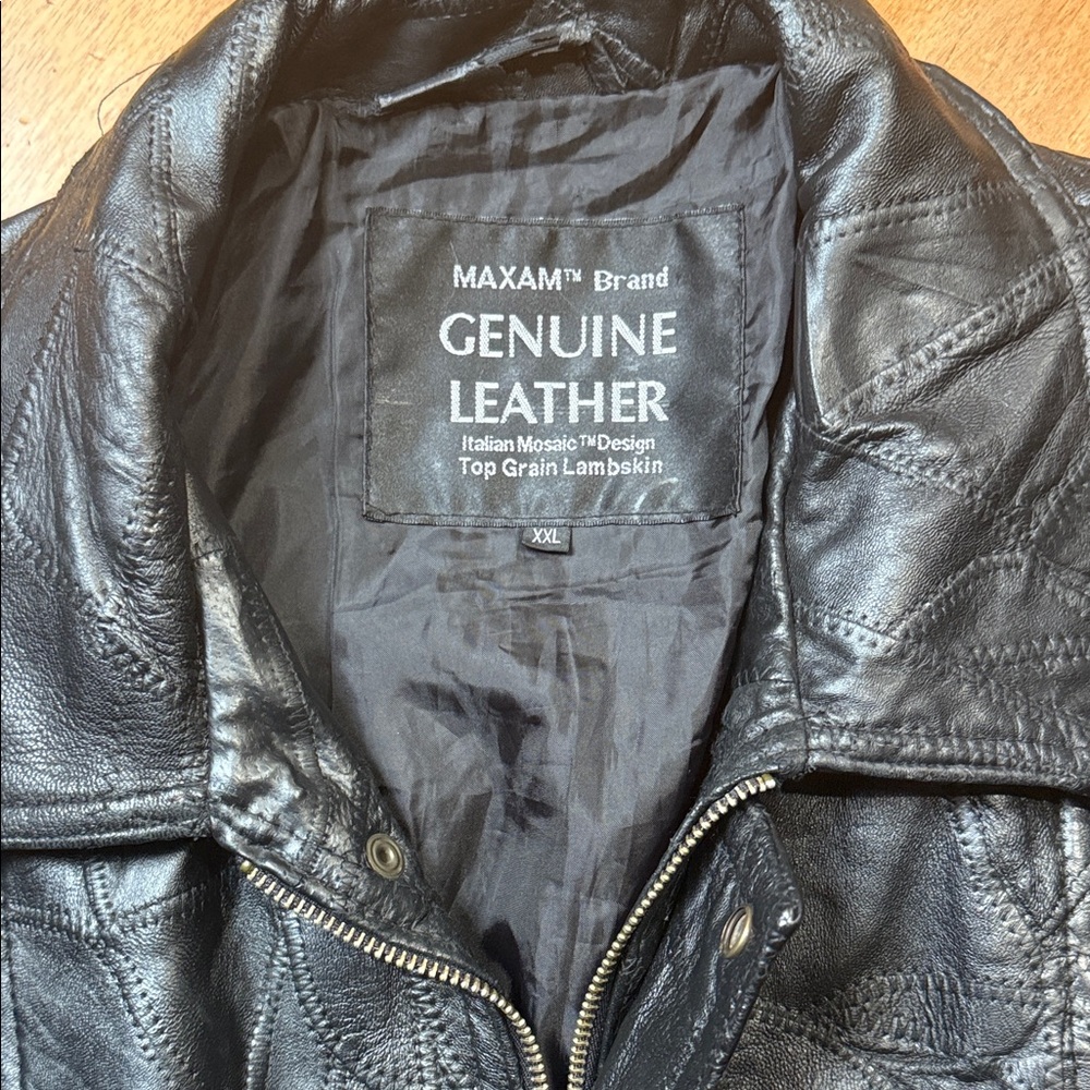 Vintage Leather Patchwork Maxim Black Leather Jac… - image 2